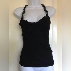 ARDEN B .XS sleeveless black woman’s top rayon & Lycra ,self contrast 100% silk